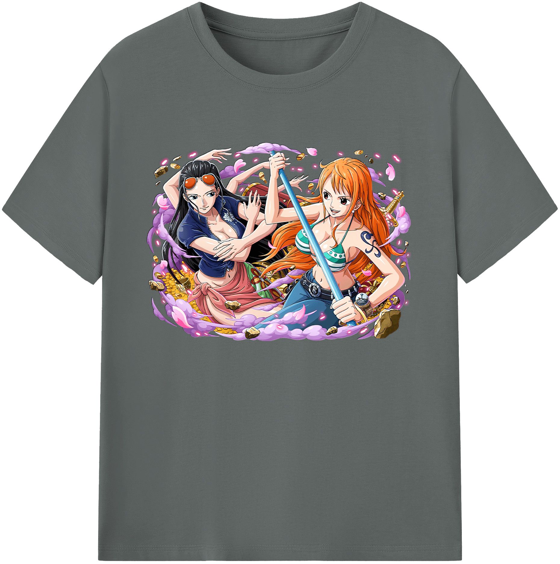 ワンピース ニコ・ロビン ONE PIECE Nico Robin 綿100％ メンズ半袖Tシャツ｜肌触りやわらか＆通気性